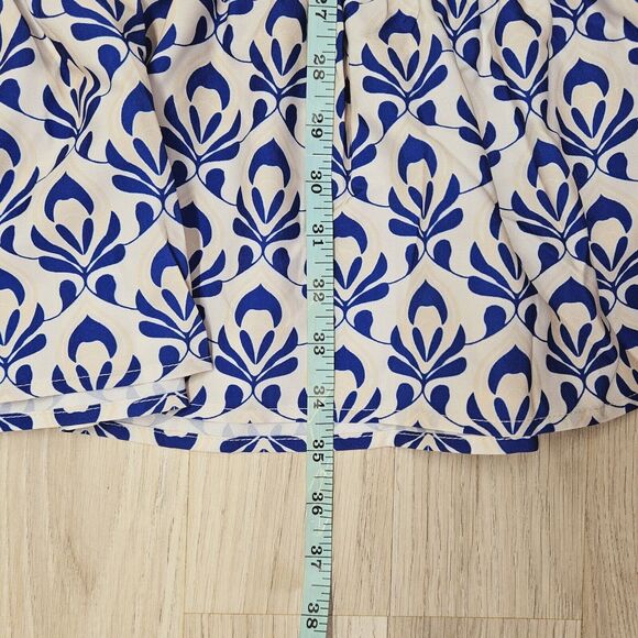 SHEIN Women Cream Blue Floral Damask Dress Size Small - Picture 4 of 6